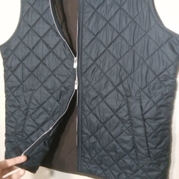 PETER MILLAR | Mens Navy Blue And Brown Hudson Lightweight Quilted Winter Vest M - Picture 7 of 15